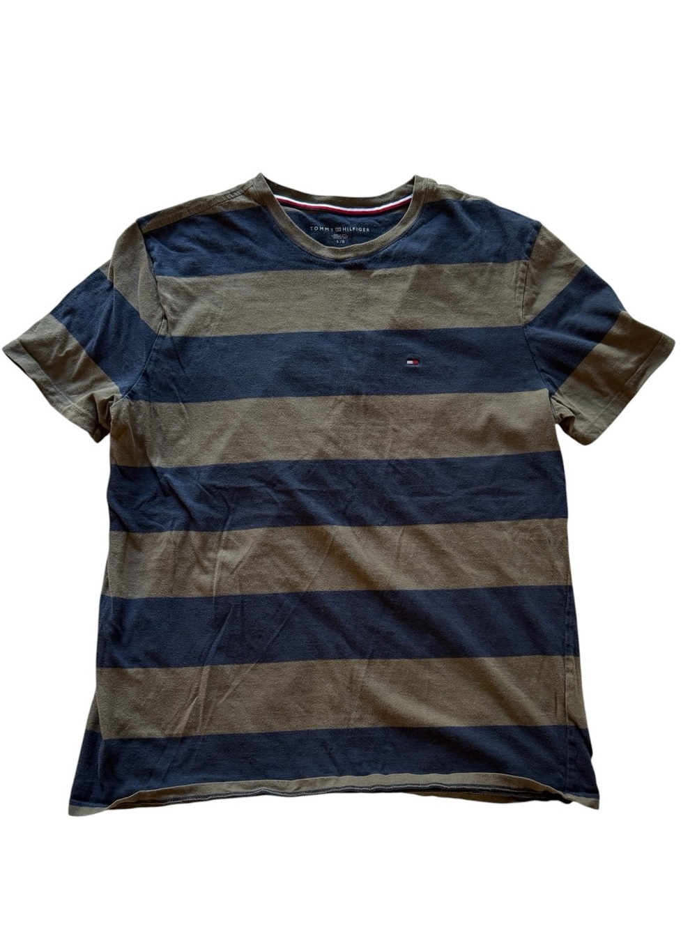 Tommy Hilfiger Men's Navy & Olive Wide-Stripe Crew Tee